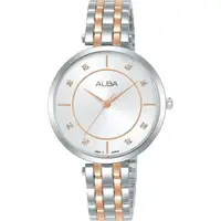 在飛比找森森購物網優惠-ALBA 雅柏 簡約晶鑽女錶-玫瑰金x銀/32mm ARX0