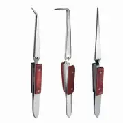 3-Piece Precision Diamond Tweezers Set | Stainless Steel for Jewelry