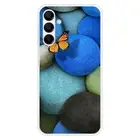 Compatible Samsung Galaxy A15 Butterfly Pebble Blue Printed Silicone Case Cover
