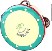 National Dance Props Tambourine for Kids Metal Jingles, 6 Inch Tamborine Beginner Held Percussion Hand Drum for Music Enlightenment(D)