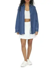 [Belle & Bloom] Into Him Oversized Denim Shirt in Mid Wash