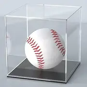 Acrylic Display Case, 4x4x4 Inch Cube Boxes for Display, Clear Cases with Matte Black Base and Single-Piece Box Softball Collectibles Figurines Mini Figures ,Matte JAC4