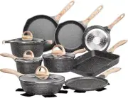 JEETEE Pots and Pans Set Nonstick 23pcs, Healthy Kitchen Cookware Sets,