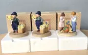 3 Vintage 1986 Jessie Willcox Smith Holiday Figurines Giving Thanks, Springtime