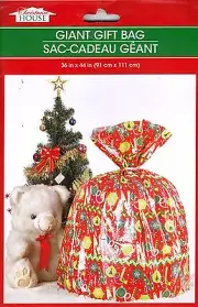 New Christmas House Giant Gift Presents Bag w Tag 36" x 44" ~ Noel (Qty 1)