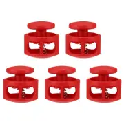 5pcs Cord Lock Double Hole Spring Toggle Stopper for Drawstring, Red