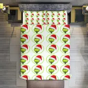 v426 Bed Sheets Bedding Comforter Set Queen Size, Christmas Grinch Set with 2 Pillowcases for All Seasons,Bedding Set 3pcs for Kids Boys Girls Bedroo