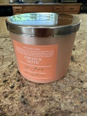 GWEN'S NOTE Bath & Body Works 3 Wick Large Black History Sandlewood Candle NEW