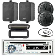 Pyle Stereo USB CD Receiver, 2x 5.25'' Speaker, 2x 4" Speaker, Cover, Antenna