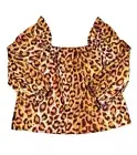 Kate Spade Womens XL Panthera Square Neck Top NWT 100% Cotton Cheetah