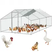 VEVOR Large Metal Chicken Coop, 3x5.88x1.99 m Walk-in Chicken Runs for Yard with Cover, Spire Roof Hen House with Security Lock for Outdoor and Backya