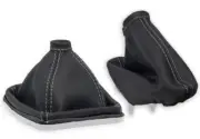 FOR ALFA ROMEO BRERA 05-10 GEAR SHIFT BOOT + EBRAKE GAITER COVER LEATHER CREAMY
