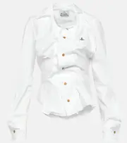 [Vivienne Westwood] Vivienne Westwood Drunken gathered cotton poplin shirt AU 12 white