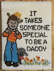 Vintage NOS: Bucilla SPECIAL DADDY Latch Hook Rug/Picture Canvas 20x27" 12169