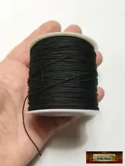 M00368-100-FS MOREZMORE 100Y Thin Satin Cord Rattail BLACK 1mm Macrame Chinese
