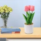 Artificial Flowers Tulip Potted Fake Plants Tree In Pot Wedding Party Home Decor
