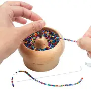 Wooden Bead Spinner Bowl Quickly Stringing Beads Tool for Jewelry Making
