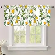 DOTOOMA 54x18 Inches Lemon Green Leaves Window Treatment Valance Nature Tree Kitchen Blackout Drapes Bathroom Bedroom Living Room Polyester Fabric Curtains Decorations Supplies