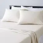 King 4-Piece 100% Cotton Jersey Bed Sheet Set, Super Soft Oatmeal
