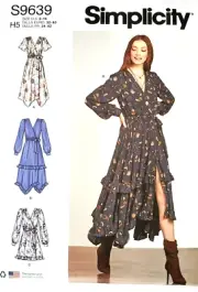 Simplicity 9639 Misses' Midi Wrap Dress Sizes: 6-14 Sewing Pattern