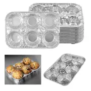 6-Cup Aluminum Foil Muffin Cupcake Pan 100/PK Disposable Containers Mold Pan