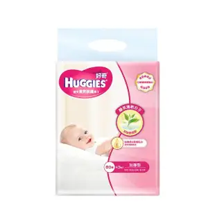 【HUGGIES 好奇】天然綠茶清爽親膚嬰兒濕巾 加厚型 80抽x3包x6串/箱(濕巾/綠茶濕巾/嬰兒濕巾)