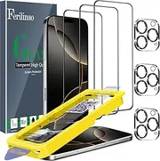 [Ferilinso] [Auto Dust Install] 3 Pack Screen Protector for iPhone 16 Pro Max [Phone Case fit], 3 Tempered Glass Camera Lens Protector Accessories for Apple