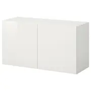 BESTÅ wall-mounted cabinet combination, white/Selsviken high-gloss, 120x42x64 cm