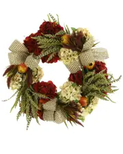 Creative Displays 25in Assorted Hydrangea Fall Wreath With Pomegranates And Bows