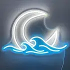 Sunrise Sunset Neon Sign, Moon & Sea LED Light, Wave Wall Decor, Acrylic Sign