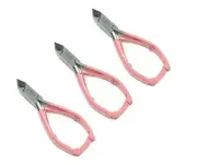 3 Thick Toenail Nipple Clipper Cutter (Pink) Moon Shape for Podiatrist/Pedicure