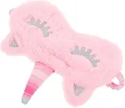 IWOWHERO Pink Plush Unicorn Eye Mask Fluffy Sleep Mask for Lightweight Night Blindfold for Comfortable Sleeping Travel and Naps Soft Eye Cover