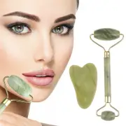 Roller and Gua Sha Tools by Natural Jade Scraper Massager with Stones for F EK