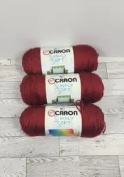 Caron Simply Soft Yarn Medium (4) Autumn Red #9730 Lot Of 3 - 315 Yards Each