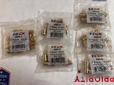 (75pcs) E-Z Lok Assorted Threaded Inserts (25) 400-4 , (20) 400-5 & (30) 400-6