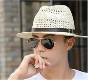 [LINCYS] Retro 2022 Men's Fedora Hat Sun Hats Ladies Fashion Jazz Hat Summer Spring Summer Outdoor Straw Casual