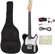 Beginner Electric Guitar Kit, ST Series Beginner Electric Guitar with Bag, String, Strap, Pick, Wrench and Connection Cable for Practice
