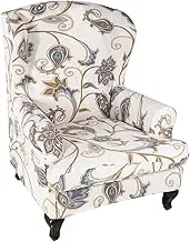 Stretch Wingback Chair Slipcover 2 Pieces Wing Chair Cover Printed Wingback Armchair Cover Non Slip Sofa Cover with Elastic Washable Armchair Protector Cover for Living Room and Bedroom (Color : #1)