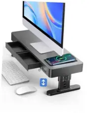 Monitor Stand Heights Adjustable, Computer Riser with Auto Phone Charger, 4