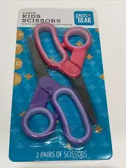 Kids Scissors, 5 Inch , 2 Pair Pack, Pen Gear ~ FUN Colors ~