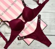 Victoria’s Secret Shine VS Strap Very Sexy Push-Up Bra Thong Set Campari