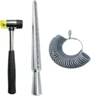 NIUPIKA Ring Sizer Set Metal Measuring Tool Mandrel Silver, Black, Grey