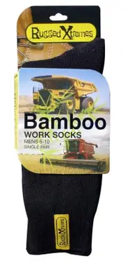 Rugged Xtremes RX04B021BK - Bamboo Socks - Size 6-10 Black Two Pair Pack