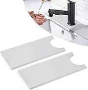OwnMy Pack of 2 Grey Diatomite Faucet Absorbent Mats Kitchen Sink Faucet Splash Guard Drying Mats, Faucet Water Drop Drying Pads Water Absorbent Diatomaceous Tray Mats for Bathroom Kitchen Countertop