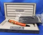 PARKER DUOFOLD NEW FOUNTAIN 18K PEN WITH BOX CASE AND POCKET CASE "RARE ORANGE"