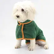 Dog Bathrobe Towel, Pet Drying Coat,Fast Drying Super Moisture Absorbent Dog Bathrobe Microfibre Towelling,Adjustable Collar and Waist Pet Dog Cat Bath Robe for Large,Medium,Small Dogs Green (XS)