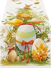 Easter Table Runner, Seasonal Tabletop Runner, Linen Spring Decorations, Machine Washable, Seasonal Charm, White, 183cm/72.05 Inches, For Home, Kitchen