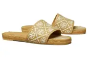 NIB Tory Burch T Monogram Espadrille Slide Sand Buff 9.5 9