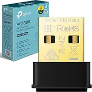 TP-Link AC1300 Nano Wireless MU-MIMO USB 2.0 Adapter, Dual-Band, Miniature Design, Supports Windows 10/8.1/8/7, Mac OS 10.15 and Earlier, Highly Secure WPA3, Easy Setup (Archer T3U Nano) (UK Version)