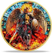 RYUKENLM St. Michael Archangel Protection Christian Challenge Coin Psalm 91:10-11 Verse Religiou Faith Token Inspirational Christian Gift for Men Women